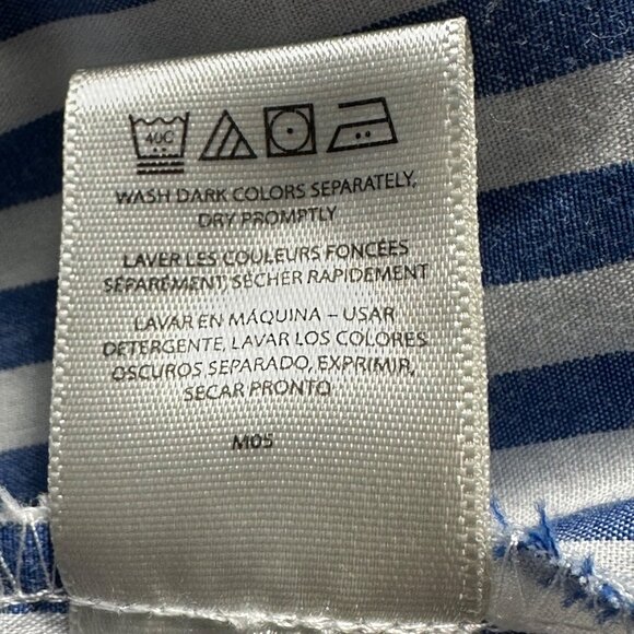 Van Heusen Womens Blue & White Striped Button Up Blouse Tie-Cuff Sleeves XXL - Picture 5 of 7